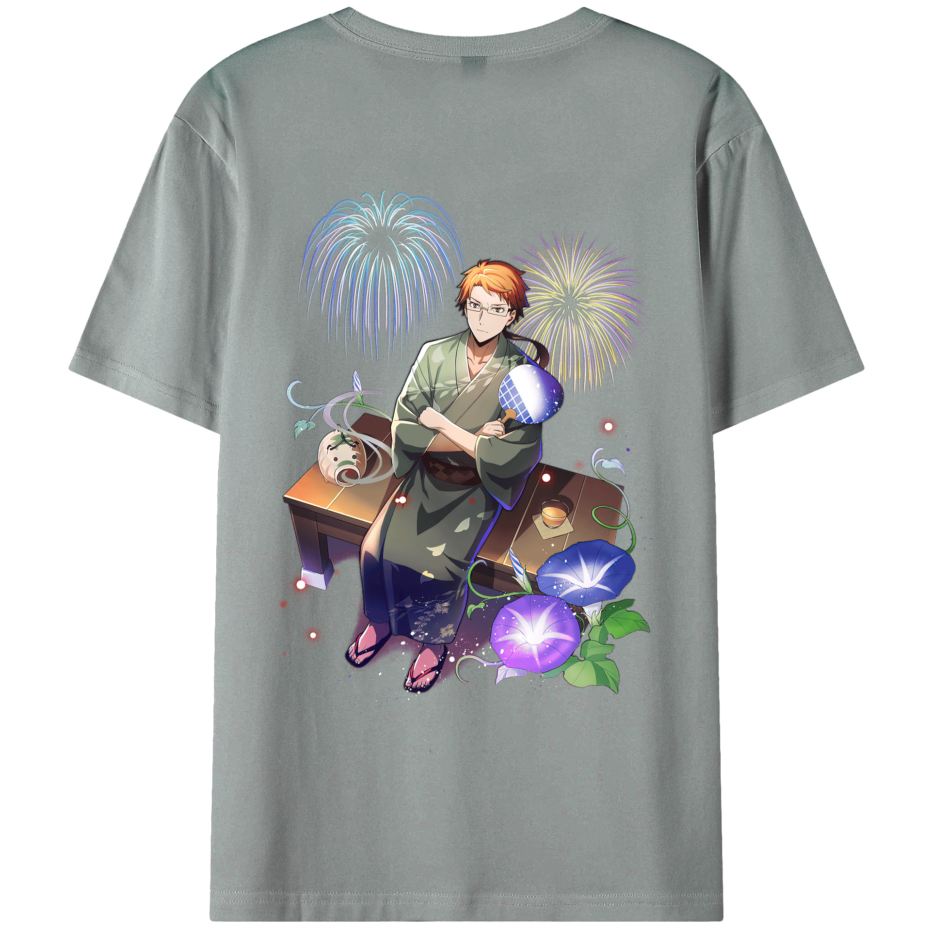 （画像用） 文豪ストレイドッグス Bungo Stray Dogs 綿100％ メンズ半袖Tシャツ（バックプリント） 通気性